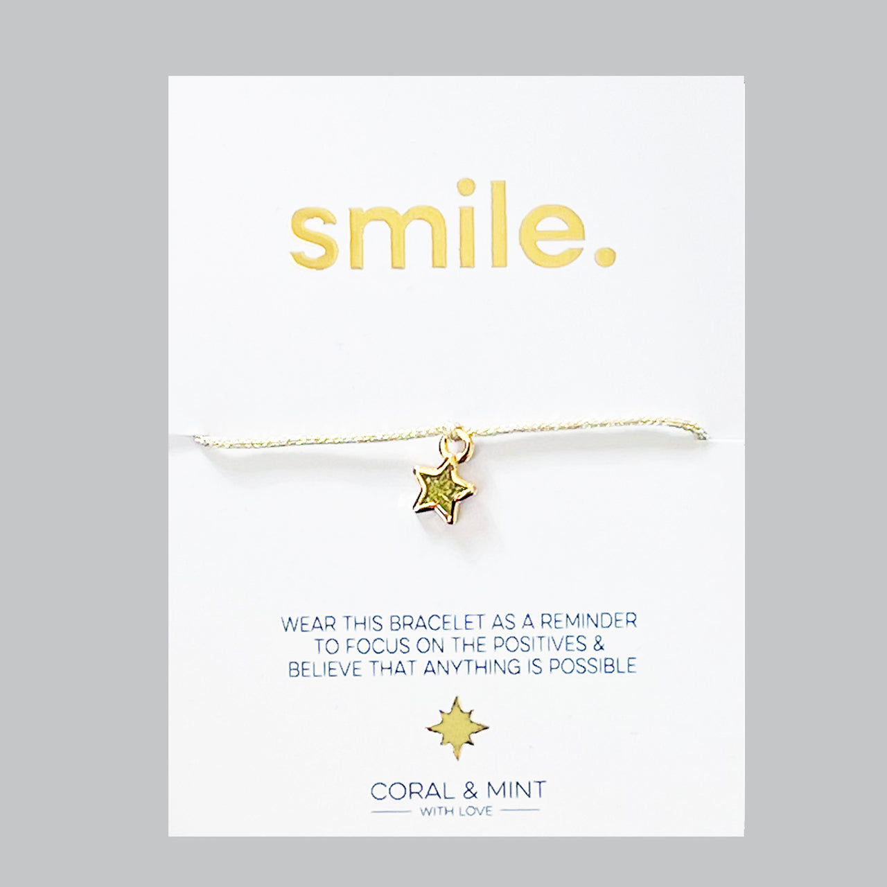 Smile - Gold Star Pendent String Bracelet