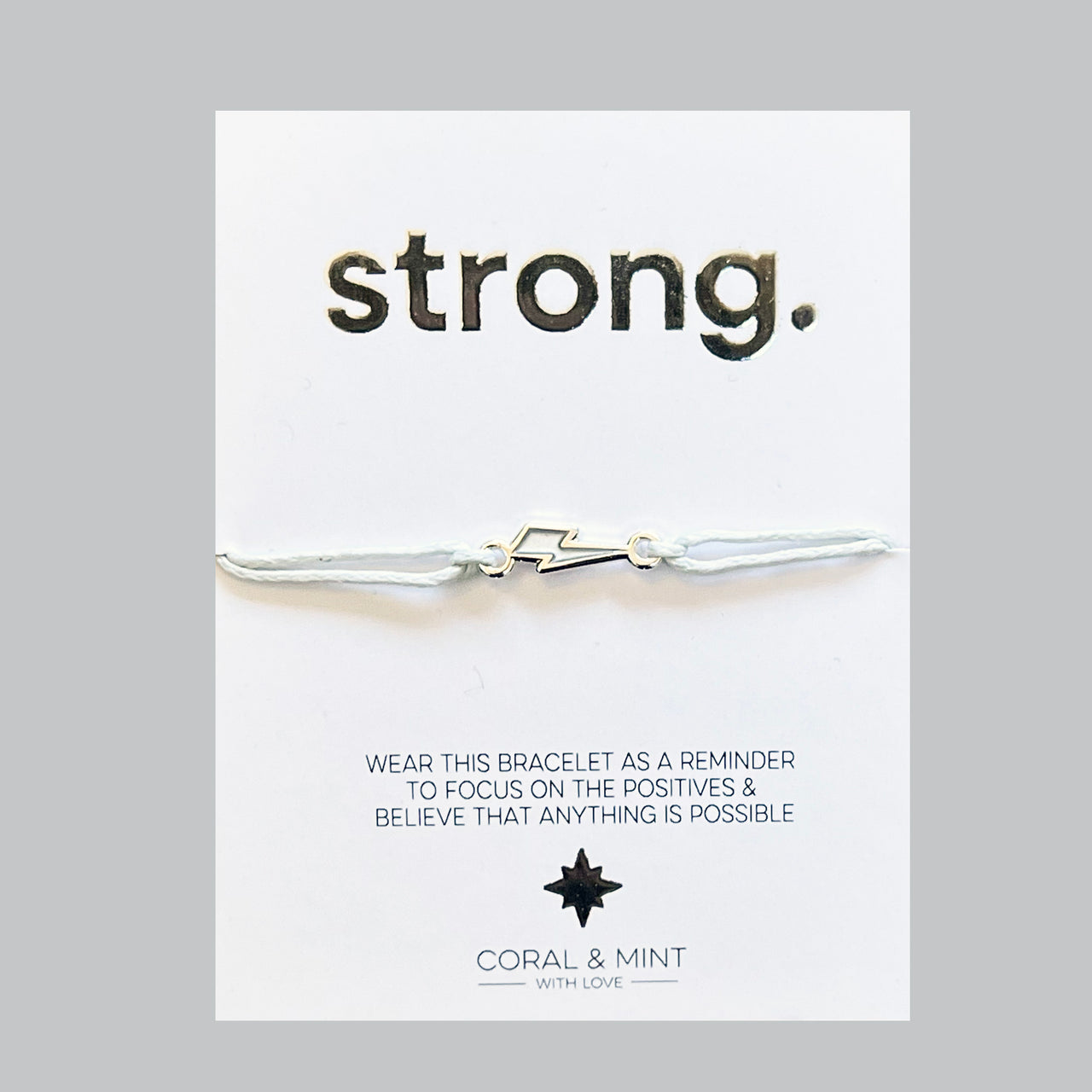 Strong - Silver Lightning Bolt Charm String Bracelet