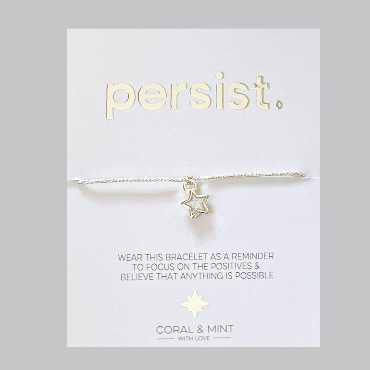 Persist - Silver with Star Charm String Bracelet