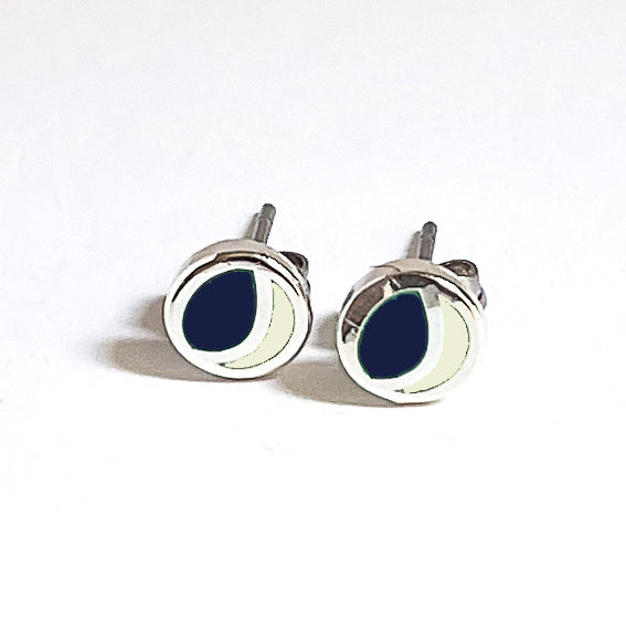 Duo Studs with navy and cream mint enamel