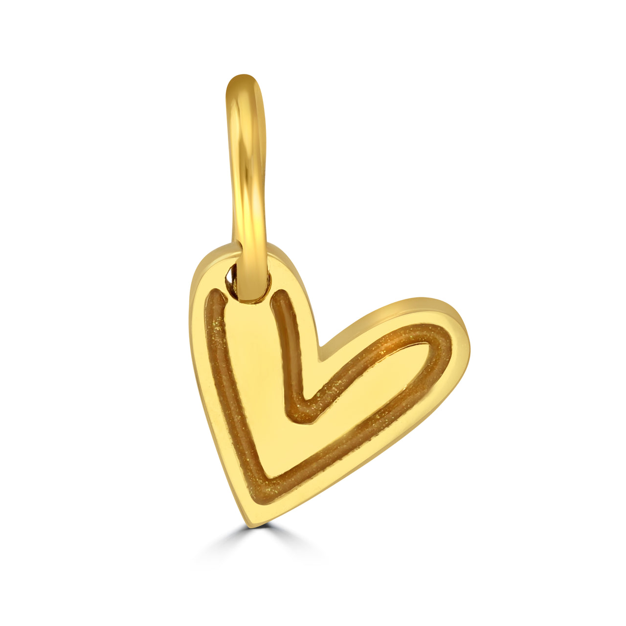 Gold heart charm with sparkly enamel