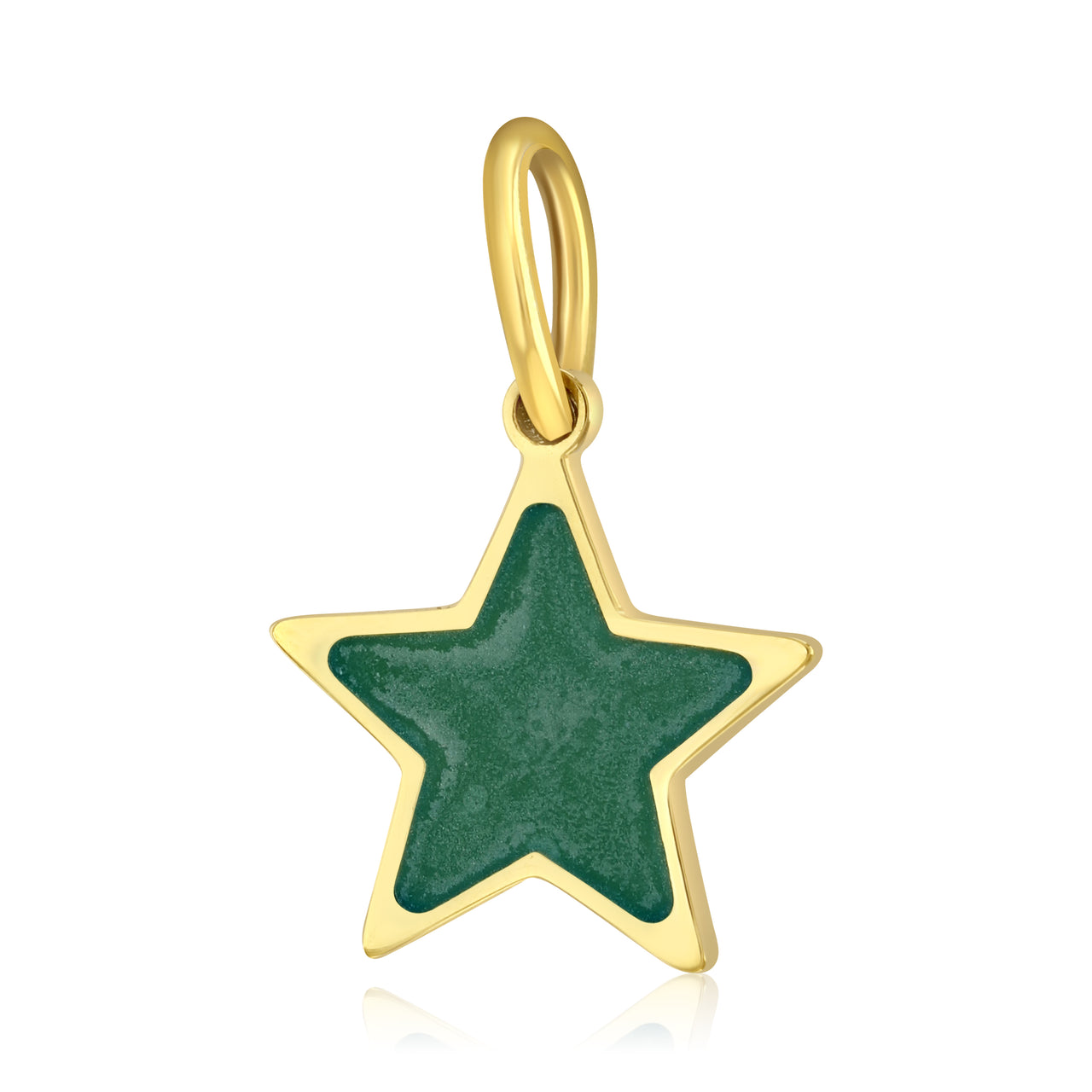 Gold star charm with emerald enamel