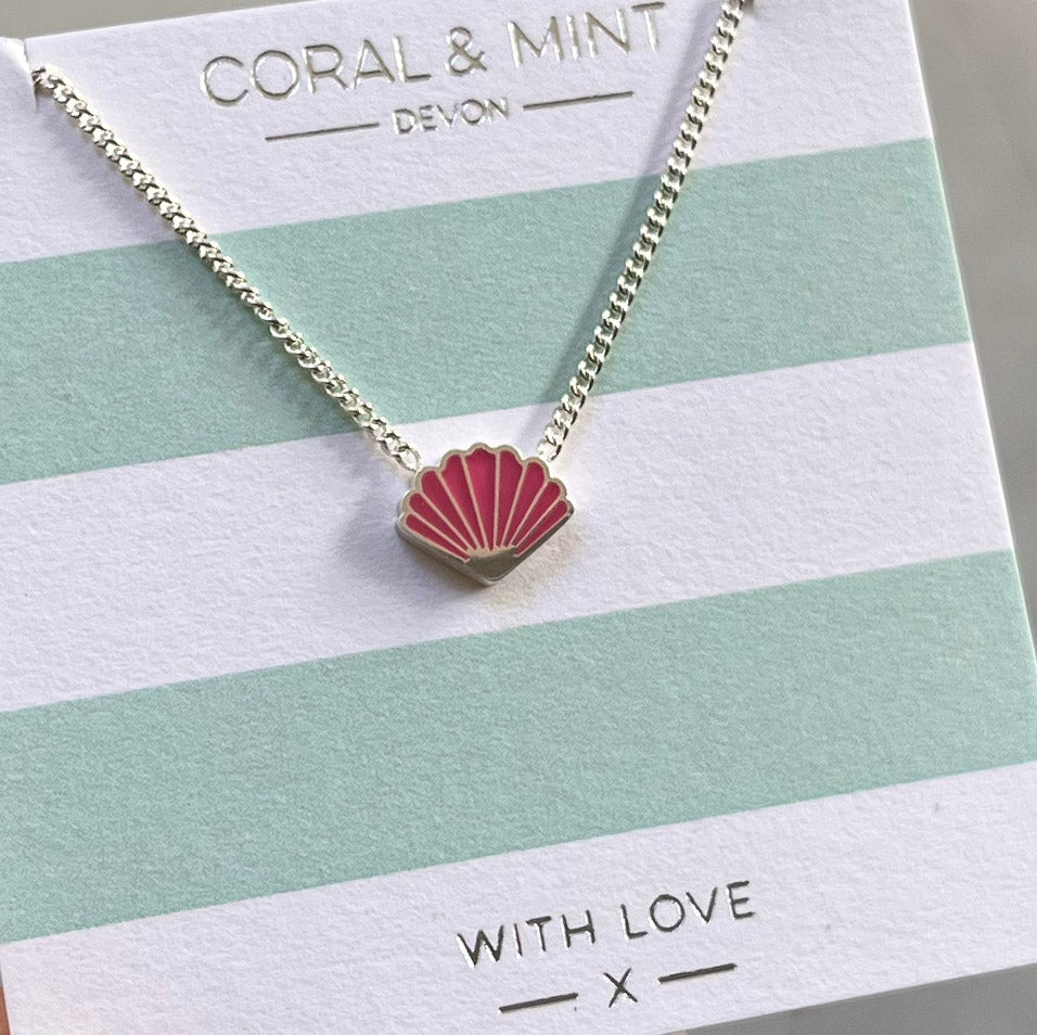 Pink Enamel Shell Necklace