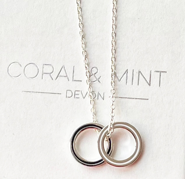 Double Eternity Necklace with Black and White