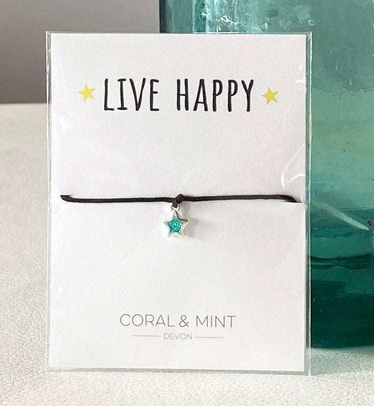Live Happy - turquoise star