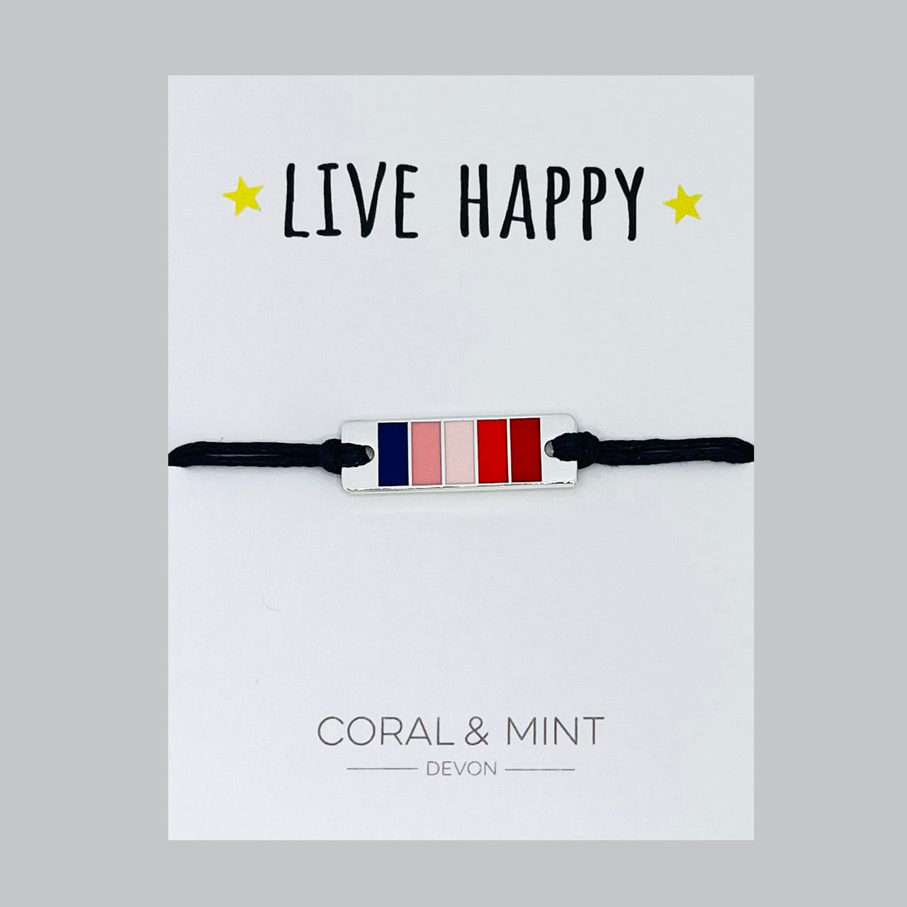 Live Happy - multi coloured bar