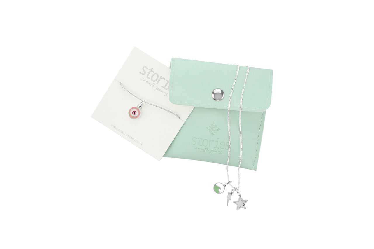 Gold heart charm with mint enamel