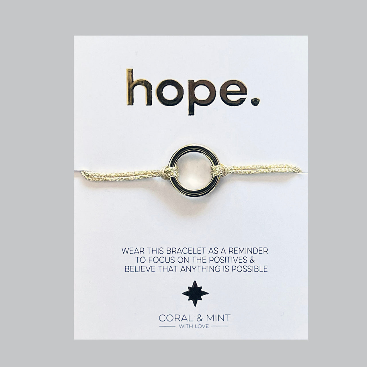 Hope - Gold Enamel Glitter Charm String Bracelet