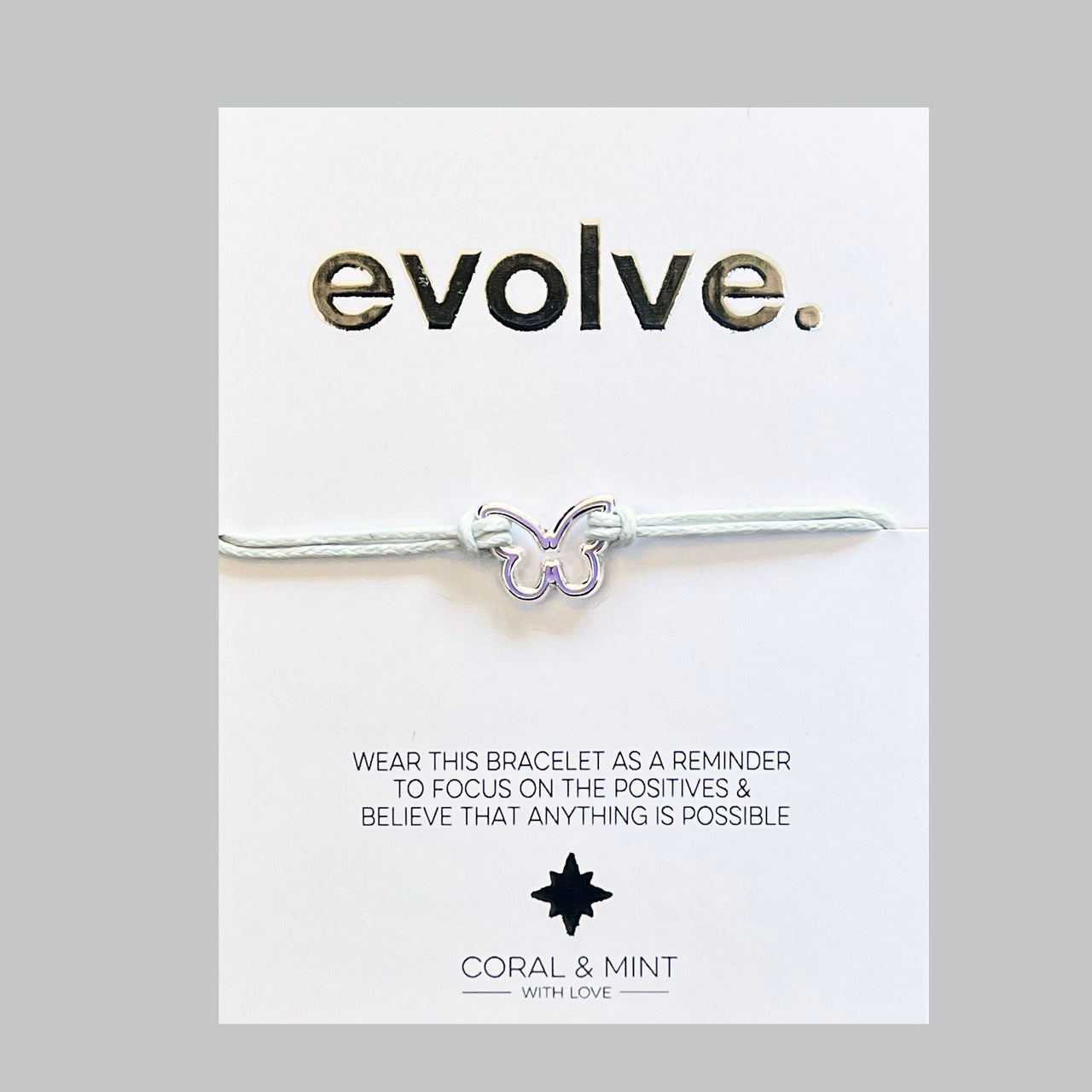 Evolve - Silver with Lilac Enamel Butterfly Charm String Bracelet