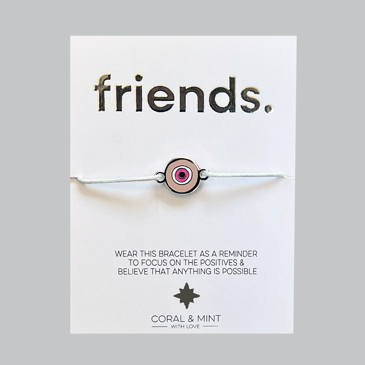 Friends- Pink Evil Eye Charm String Bracelet