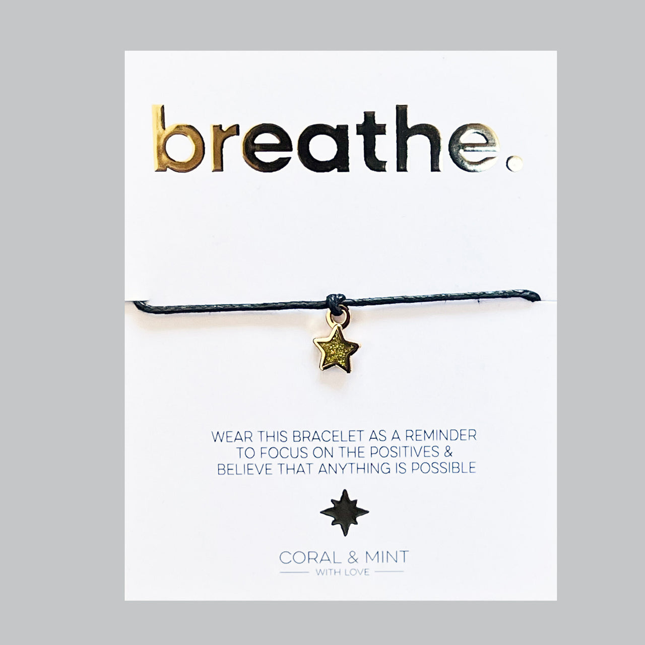 Breathe - Gold with Gold Enamel Star Charm String Bracelet