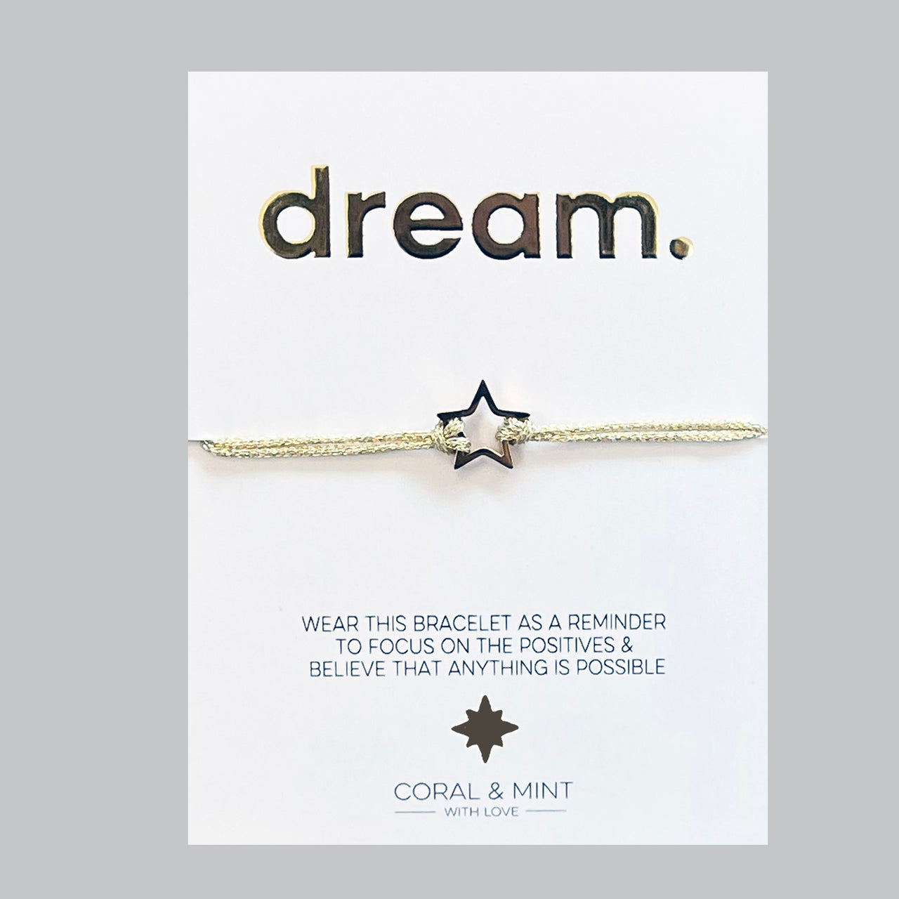 Dream - Gold with Gold Star Charm String Bracelet