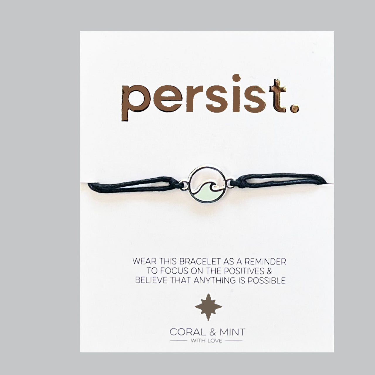 Persist - Gold with Wave Charm String Bracelet