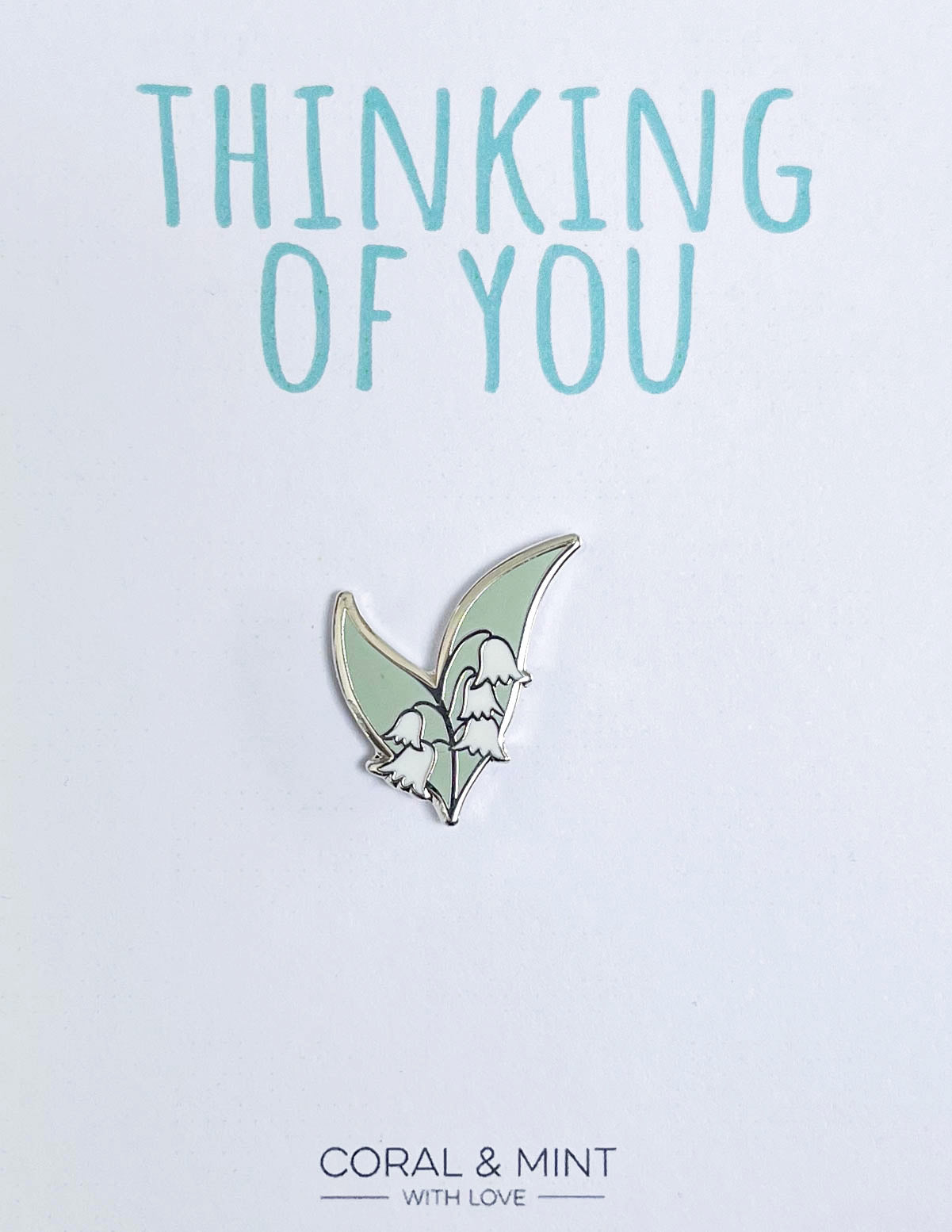 Lily of the valley pin on a thinking of you card
