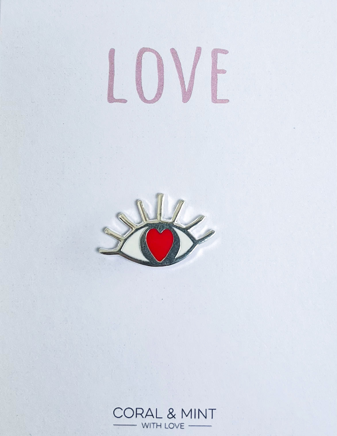 Heart eye enamel pin