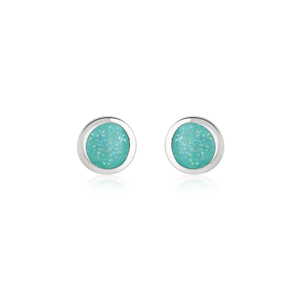 Mini Turquoise Glitter Enamel Studs