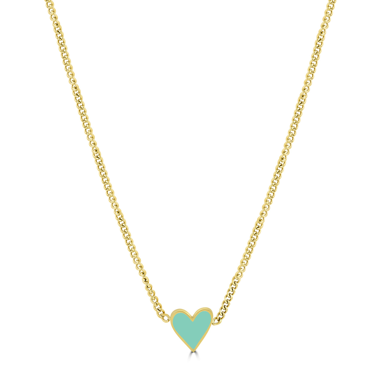 Gold Plated Heart Necklace with Mint Enamel