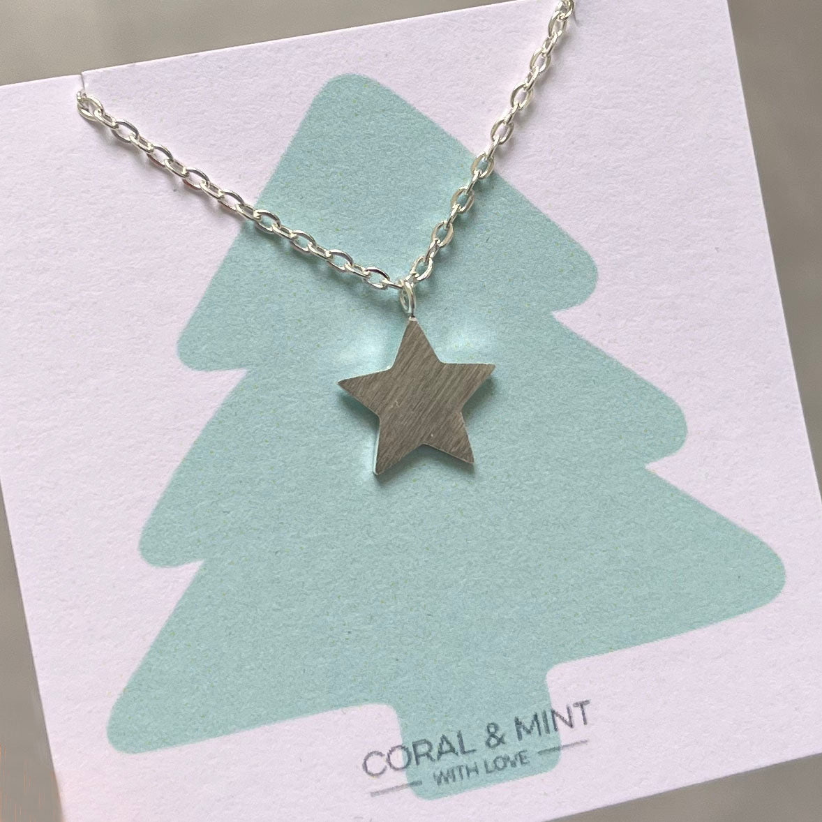 Christmas silver star necklace