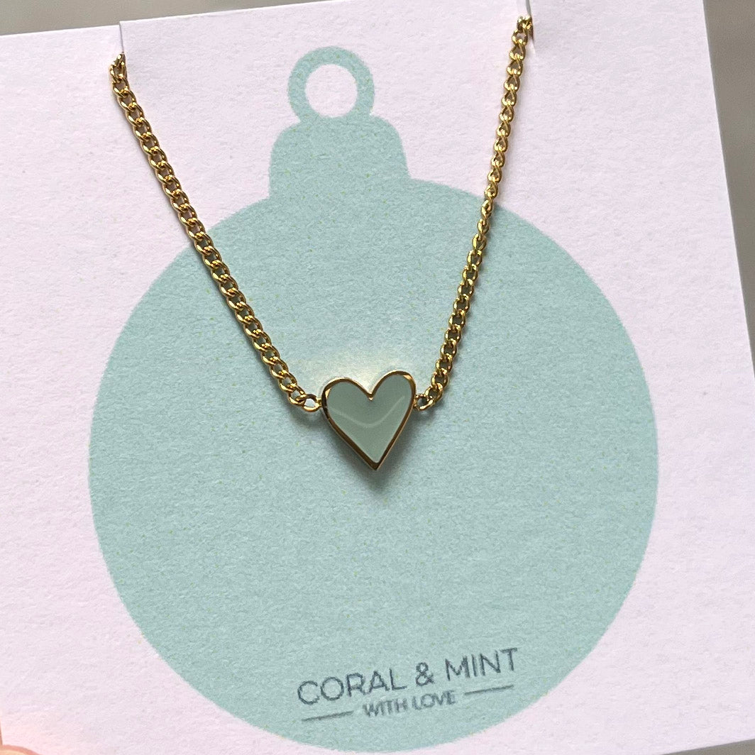 Christmas gold plated heart necklace with enamel