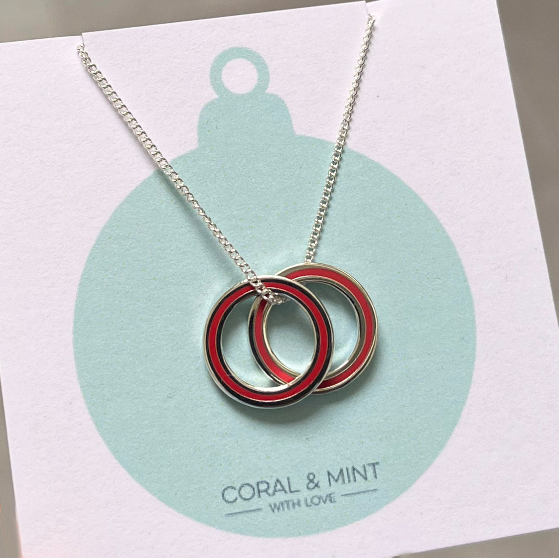 Christmas double red eternity necklace