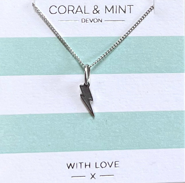 Silver lightning bolt charm necklace