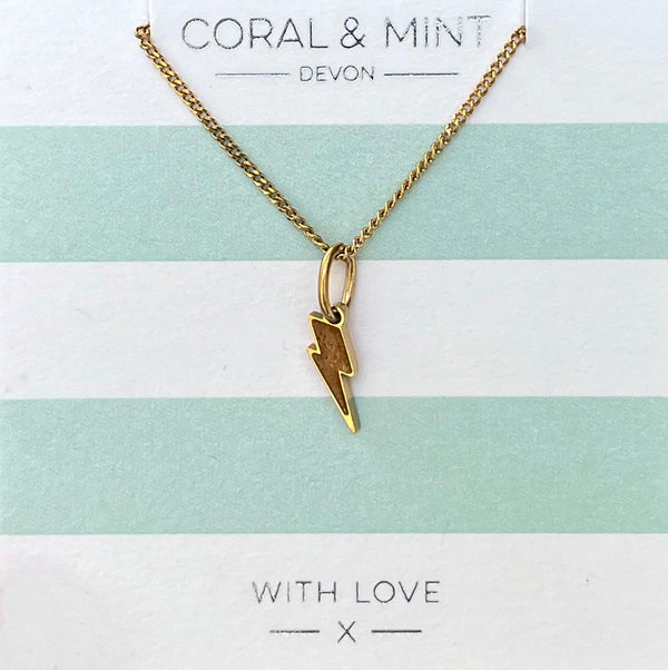 Gold lightning bolt charm necklace