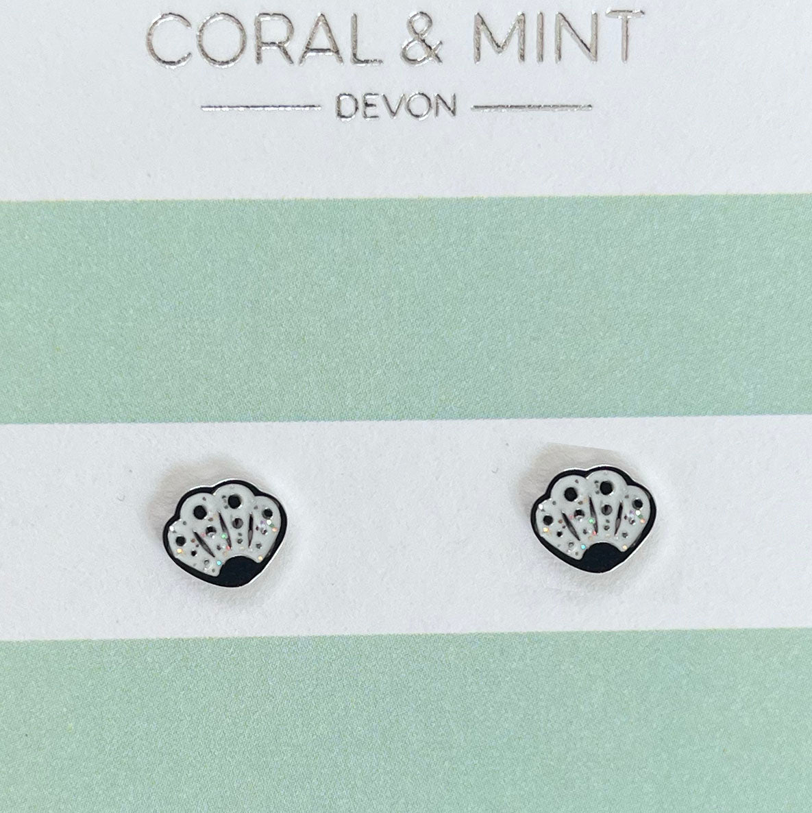 White Sparkly Shell Earrings