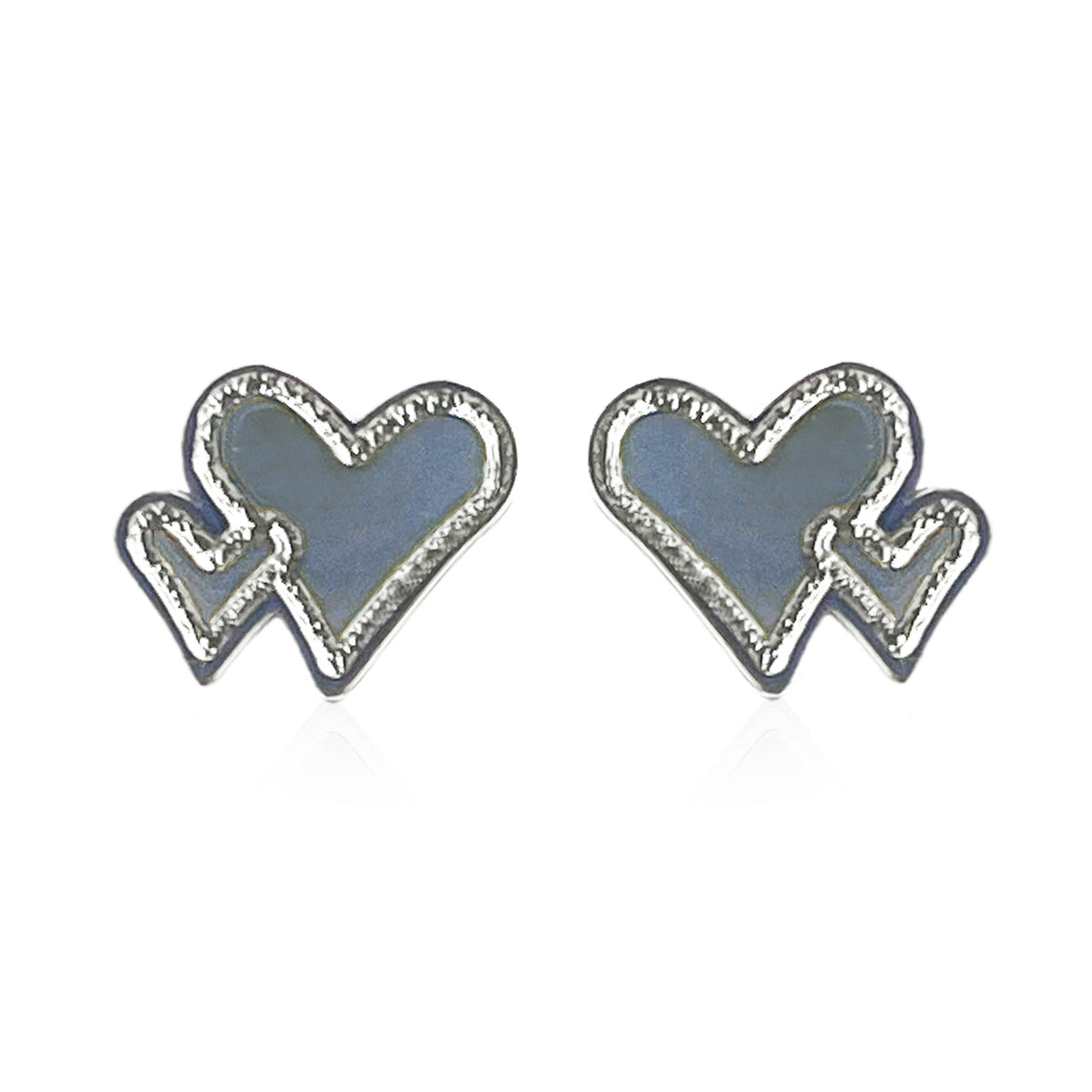 Duo Heart studs with engraving - Coralandmint