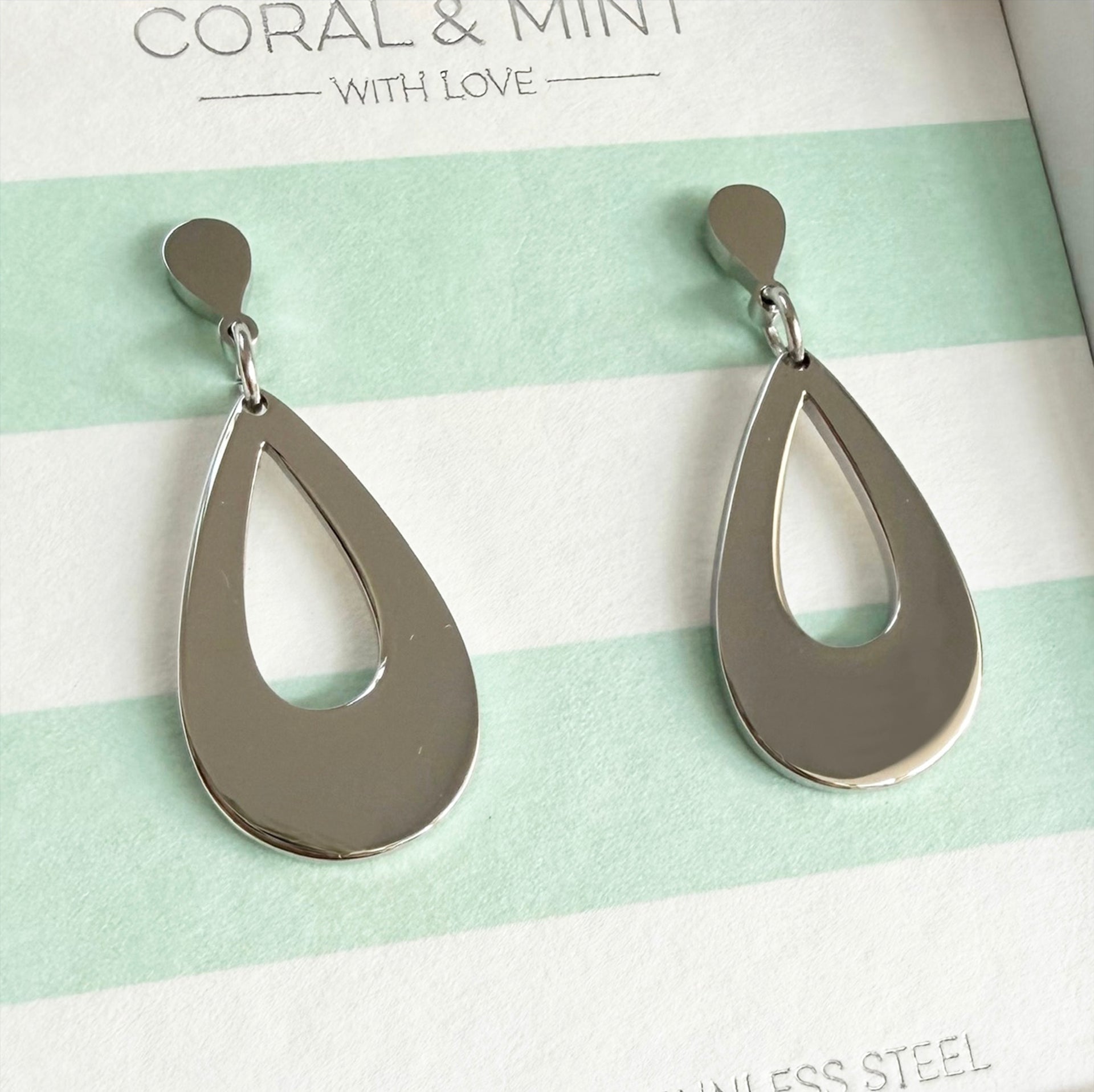 Silver drop earrings - Coralandmint