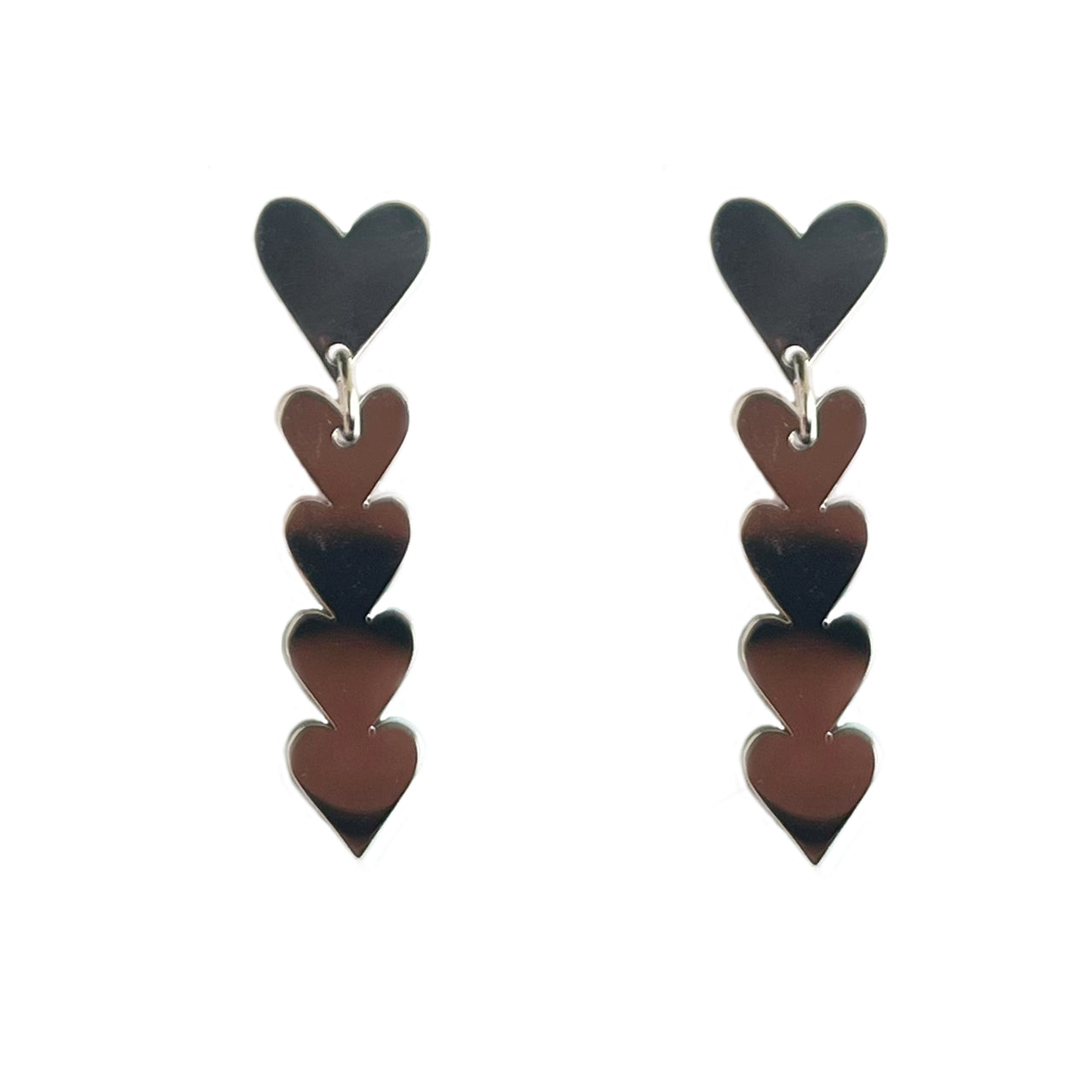Heart Drop Earrings - Silver