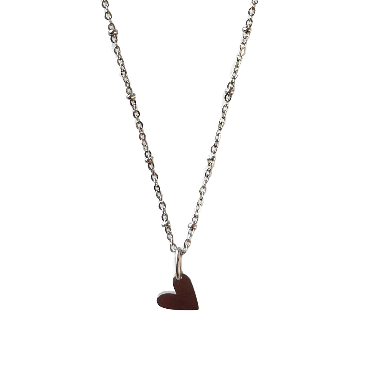 Siver heart charm with beaded chain
