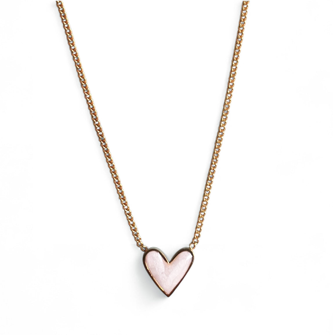 Gold Plated Heart Necklace with Pearlescent Enamel