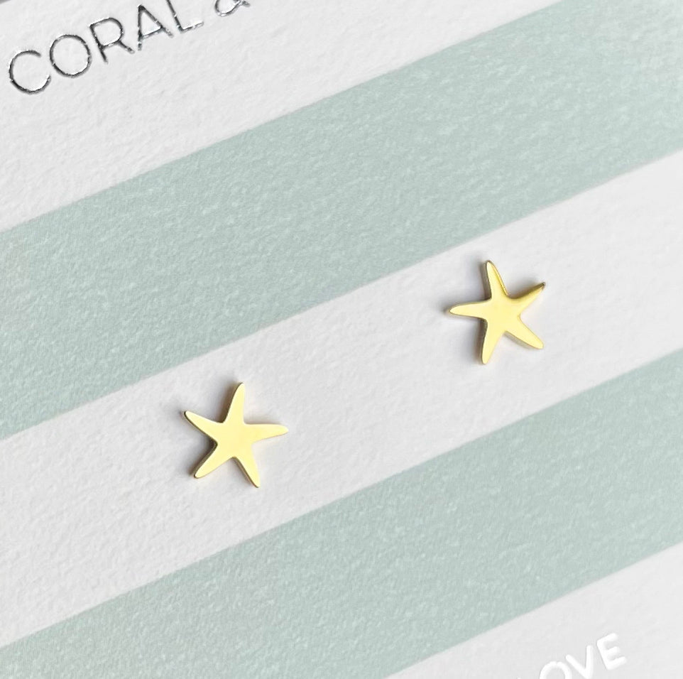 Gold Starfish Studs