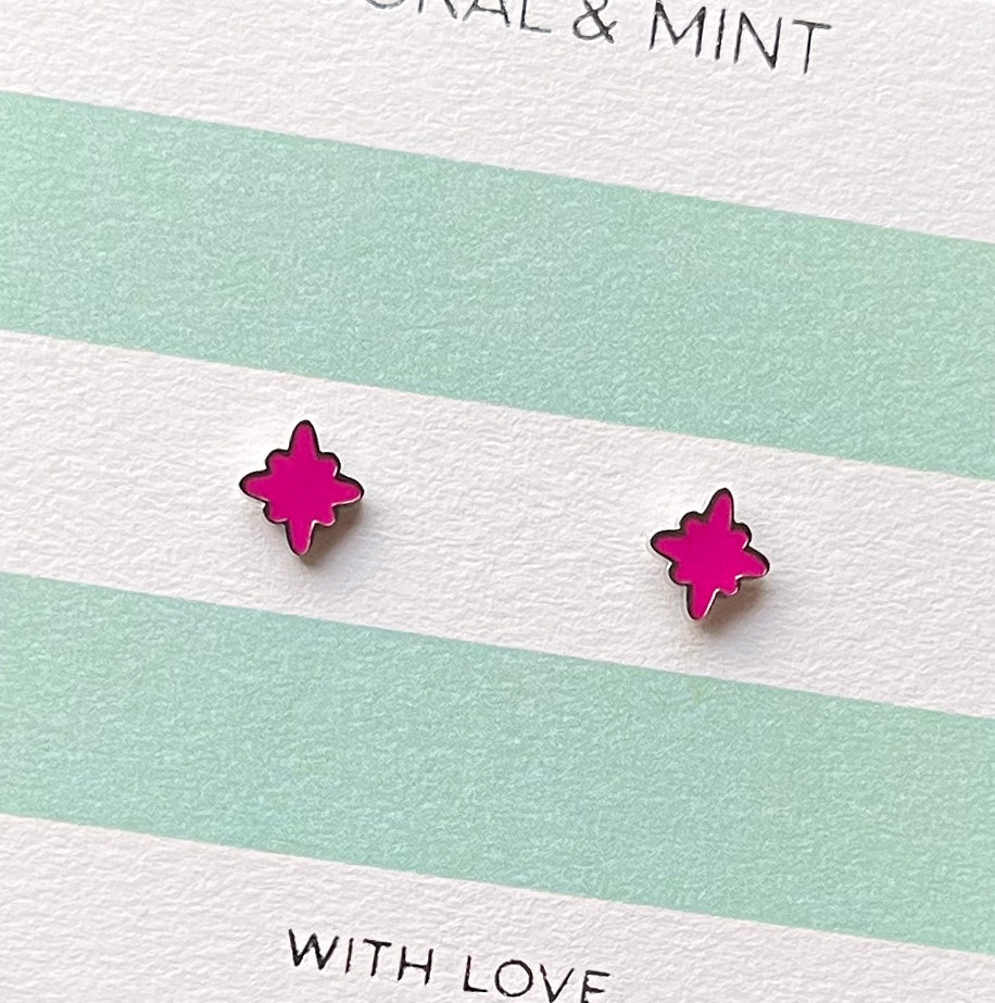 Neon Pink Compass Studs