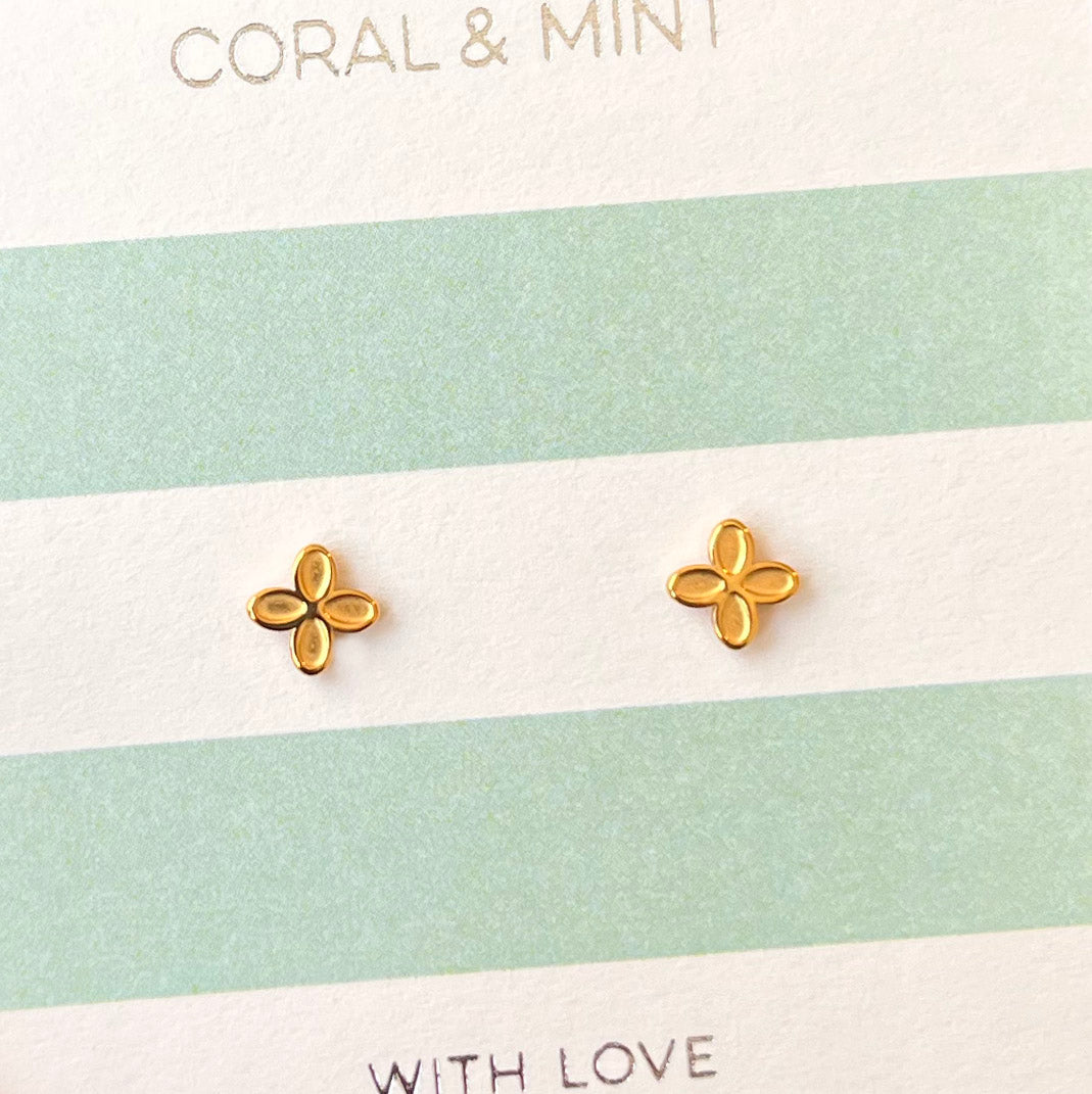 Gold Geo Flower Studs