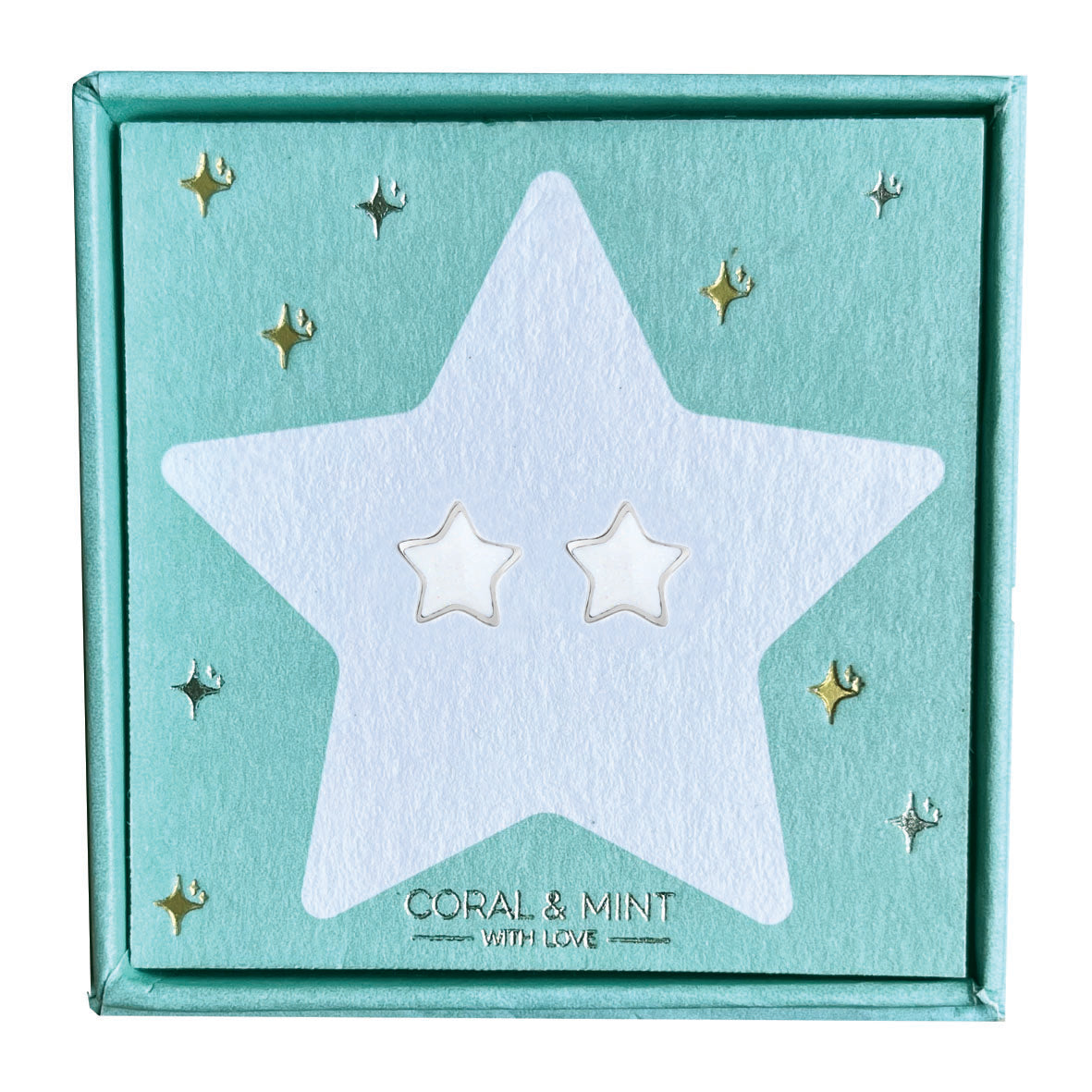 Christmas Edition - White Sparkly Enamel Star Studs