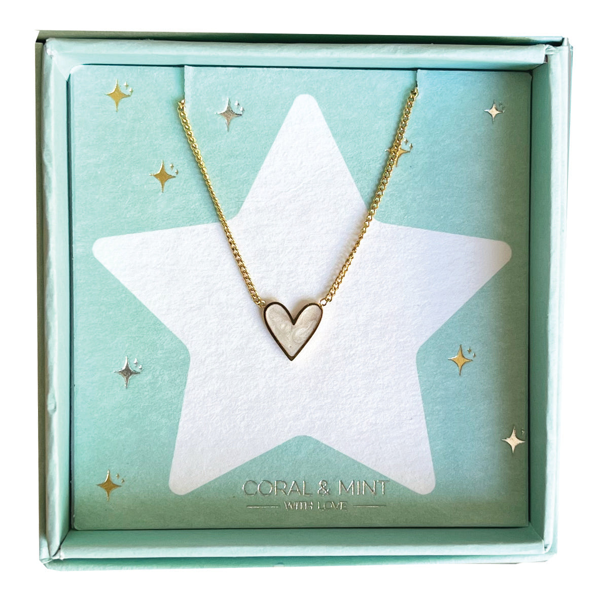 Christmas - Gold pearlescent Heart Necklace