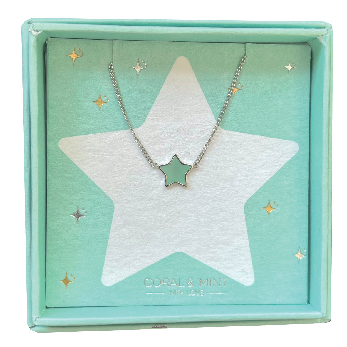 Christmas - Mint Enamel Star Necklace
