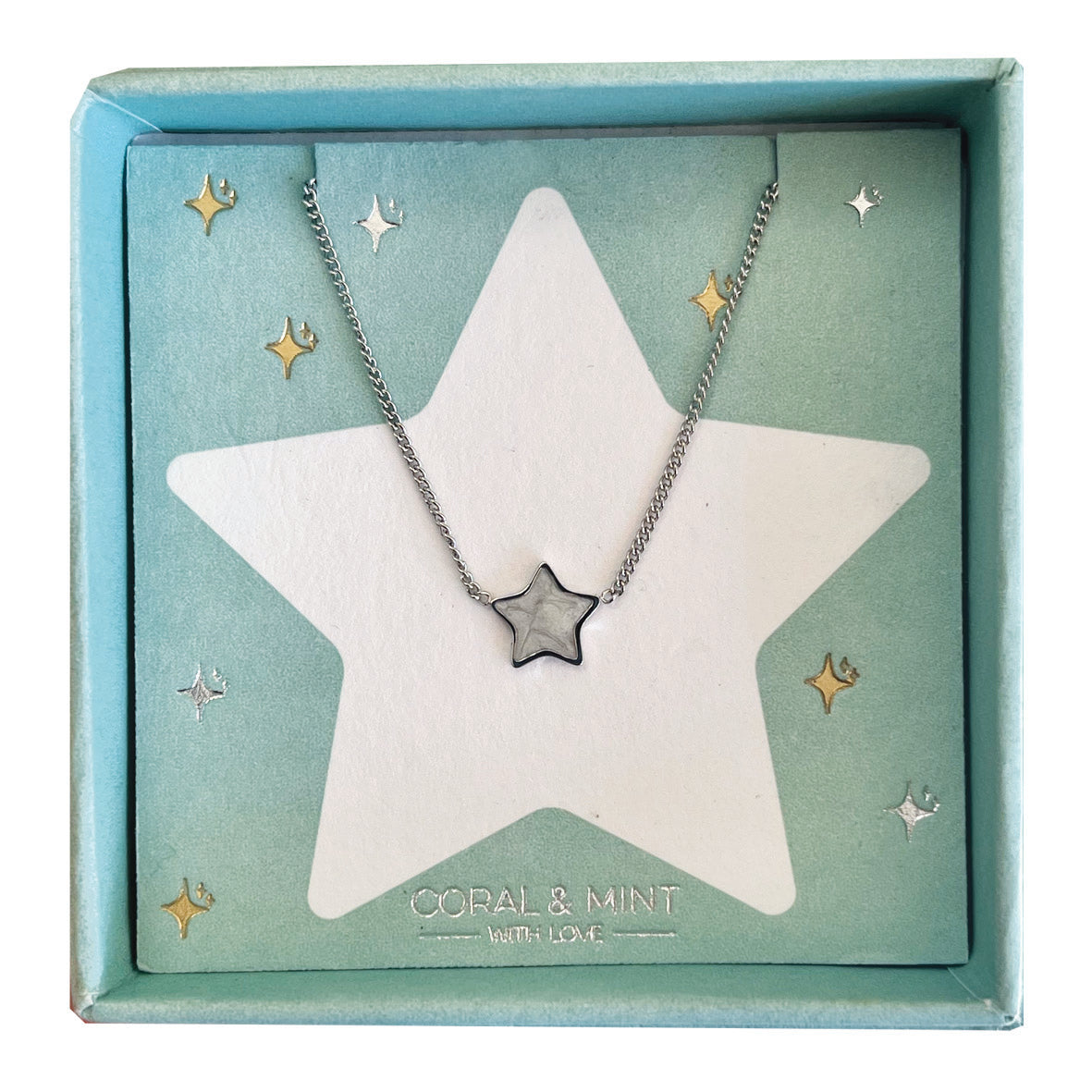 Christmas - White sparkly Enamel Star Necklace