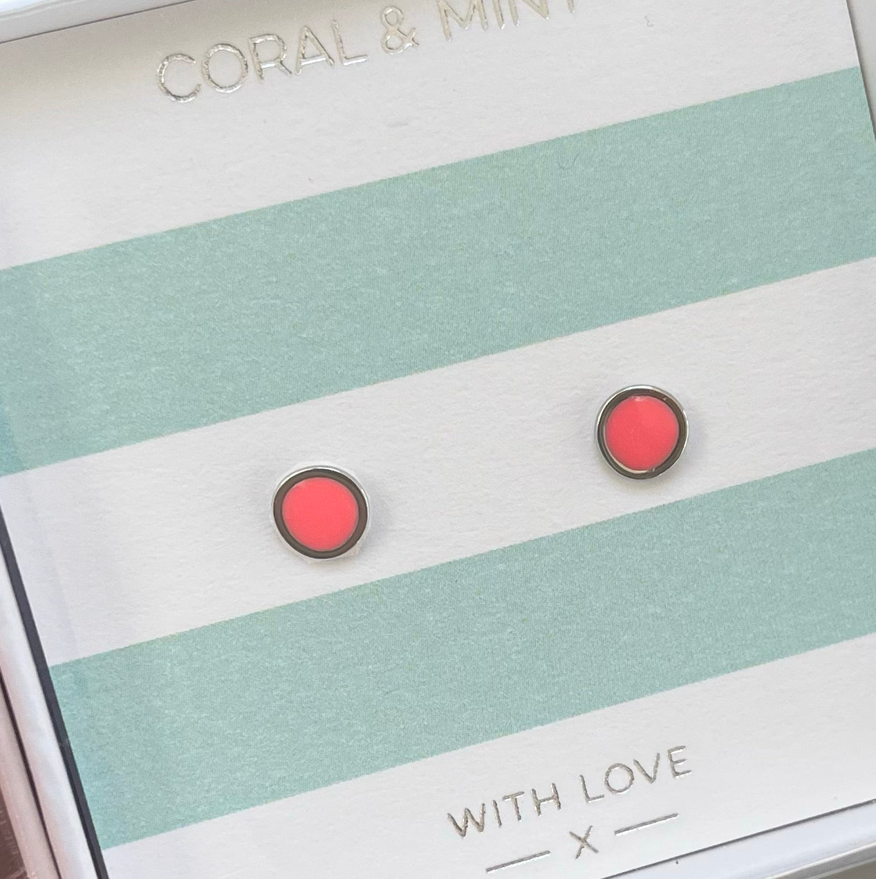 Sunset Coral Enamel Studs