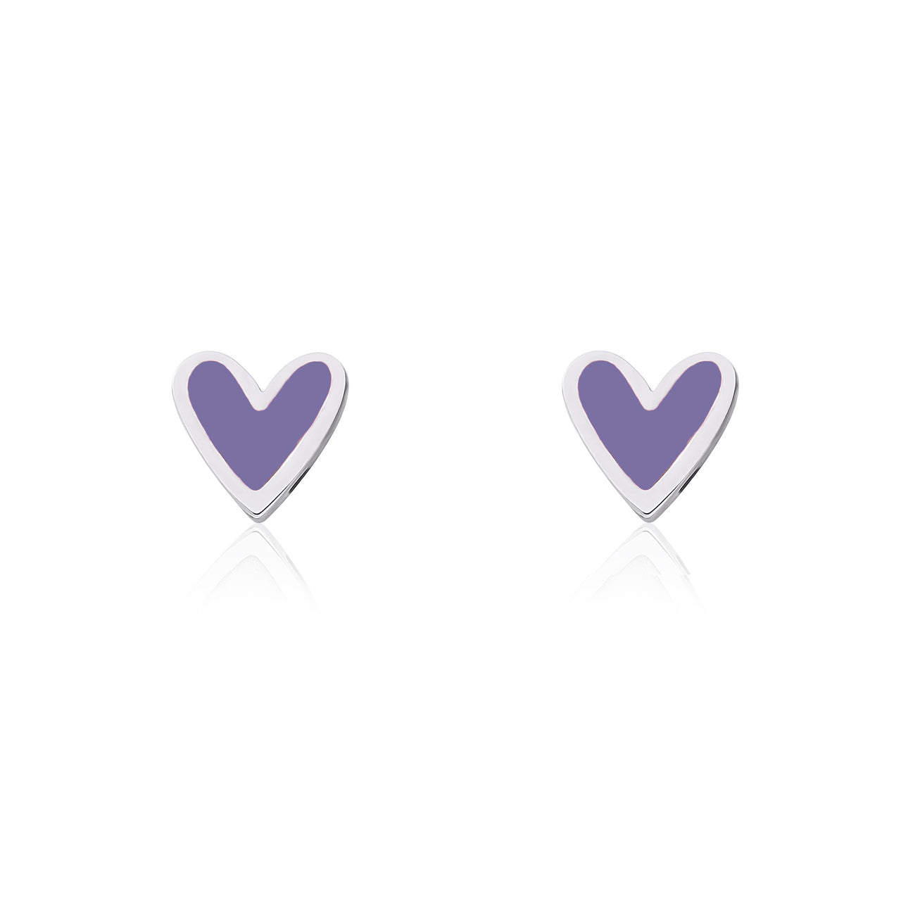 Mini Heart Studs with Amethyst Enamel