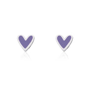 Mini Heart Studs with Amethyst Enamel - Coralandmint