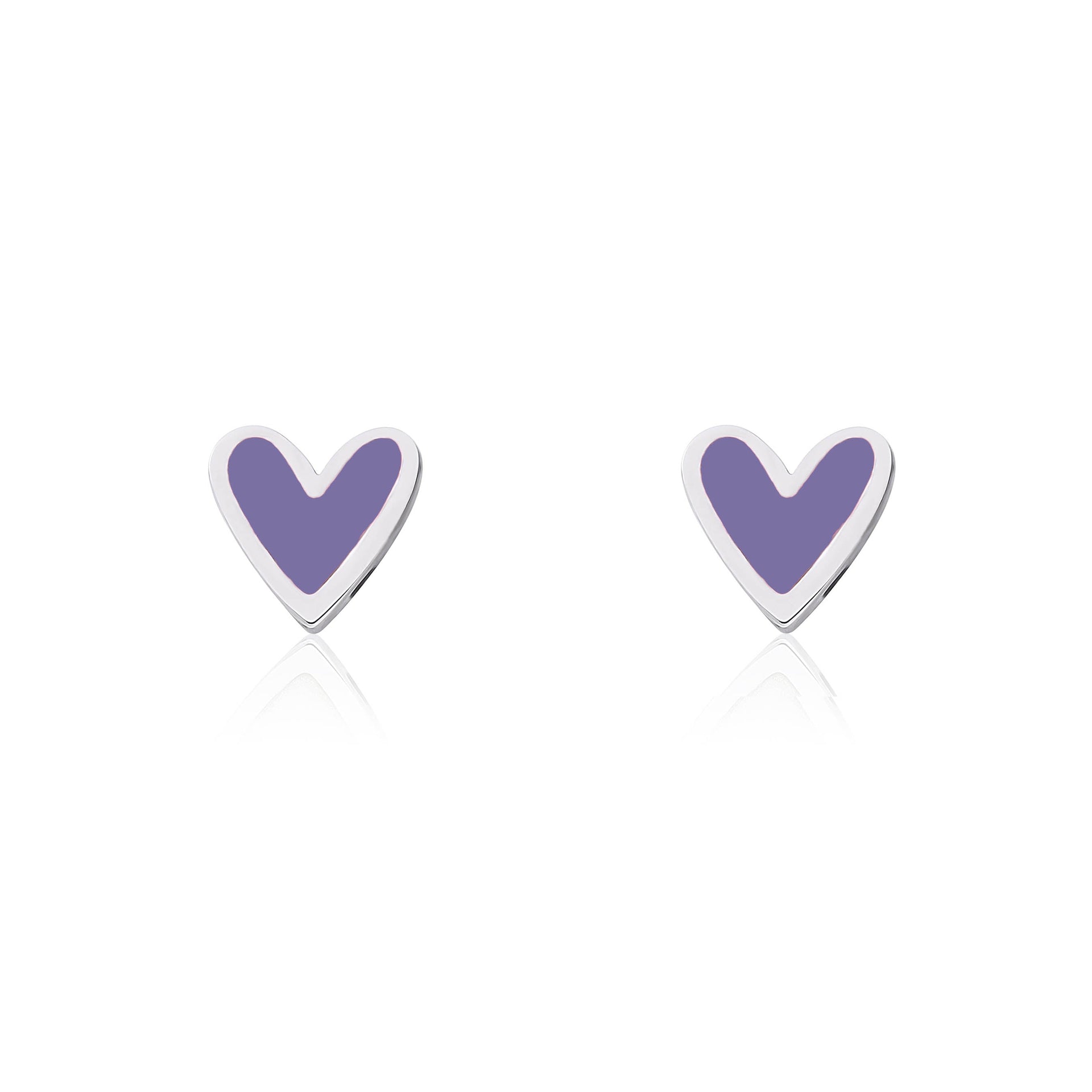 Mini Heart Studs with Amethyst Enamel - Coralandmint