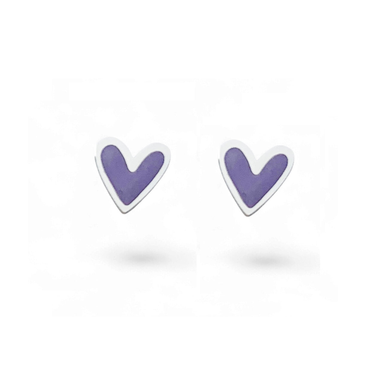 Mini Heart Studs with Amethyst Enamel