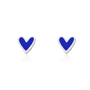 Mini Heart Studs with Sapphire Enamel - Coralandmint
