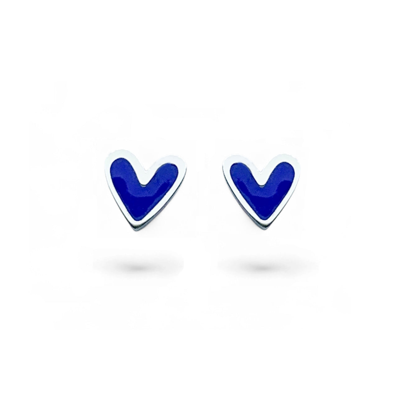 Mini Heart Studs with Sapphire Enamel