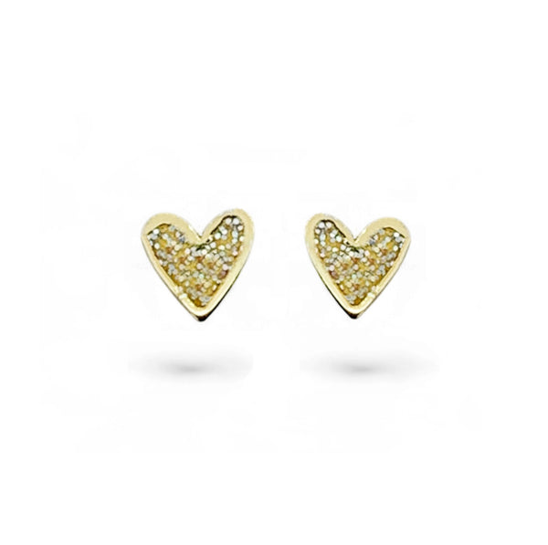 Gold Mini Heart Studs with Sparkly Gold Enamel - Coralandmint