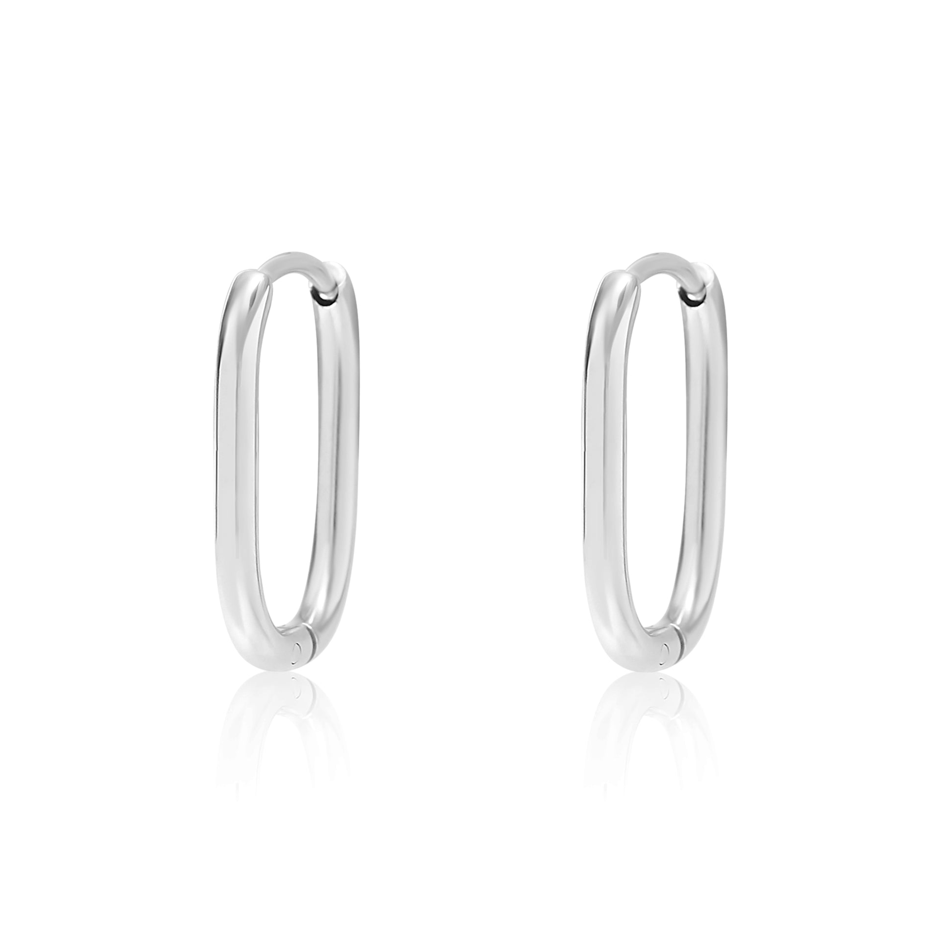 Silver Rectangle Huggies - Coralandmint