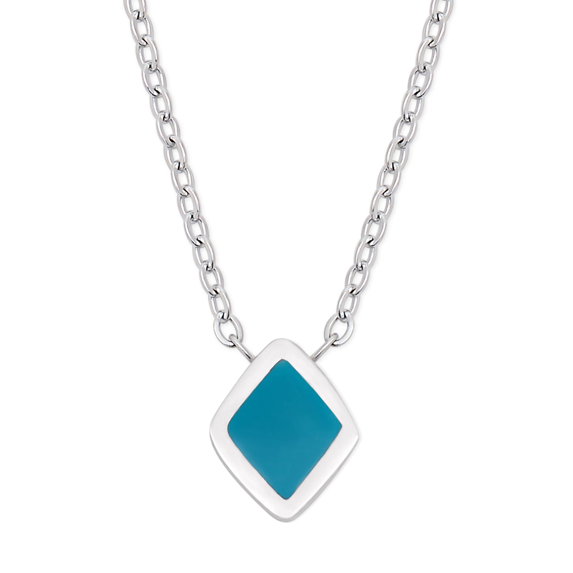 Silver Diamond Pebble Necklace - Coralandmint