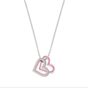 Silver Double Heart Charm Necklace - Coralandmint